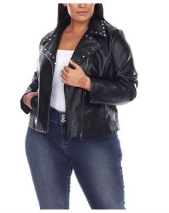 Куртка из искусственной кожи больших размеров, черный White mark