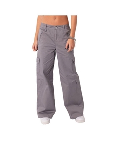 Женские широкие брюки-карго с низкой посадкой и двойными петлями для ремня, серый Edikted