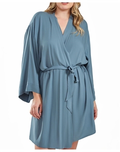 Халат Bree из модала больших размеров с завязывающимся поясом и внутренними завязками, синий Icollection