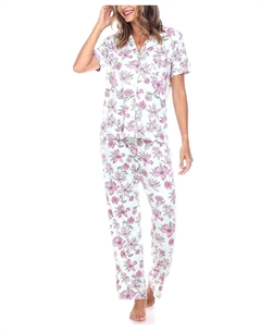 Женские брюки с короткими рукавами, тропический пижамный комплект, 2 предмета, мульти White mark