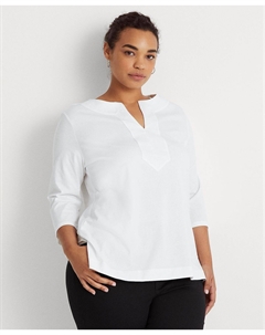 Туника больших размеров с разрезом на горловине Lauren, белый Ralph lauren