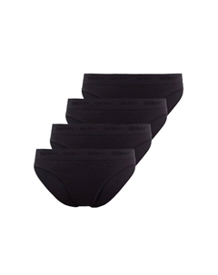 Трусы Rio 4-pack - нижнее белье трусы хлопок логотип пояс тонкий рубчик однотонный, черный Skiny
