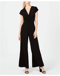 Комбинезон с глубоким вырезом и вырезом спереди, черный Vince camuto