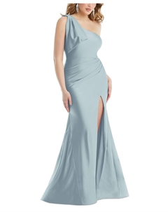 Женское атласное платье без рукавов с бантом на одно плечо Dessy collection