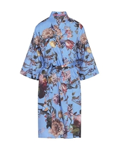 Халат Сарай Изабелла из хлопкового атласа длиной до колена, голубой Essenza