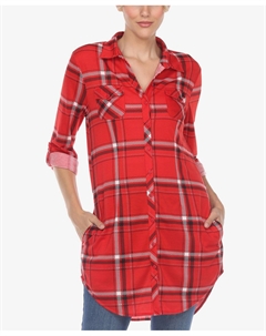 Женская рубашка-туника в клетку, красный White mark