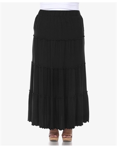 Многоуровневая длинная юбка больших размеров, черный White mark