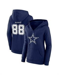 Женский фирменный пуловер с капюшоном CeeDee Lamb темно-синего цвета Dallas Cowboys со значком игрока, именем и номером, с v-образным вырезом, темно-синий Fanatics