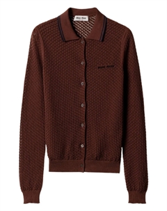 Хлопковый кардиган, коричневый Miu miu