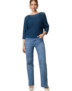 Свитер с рукавом три четверти и круглым вырезом, синий Zero