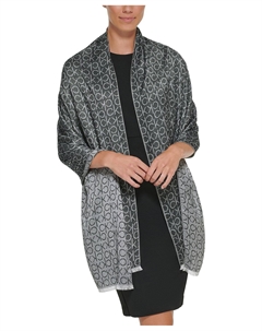 Шарф с запахом из пашмины и принтом логотипа monogram ck, черный Calvin klein