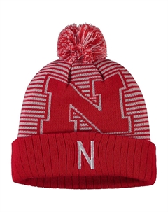 Мужская вязаная шапка Scarlet Nebraska Huskers с манжетами и помпоном Top of the world