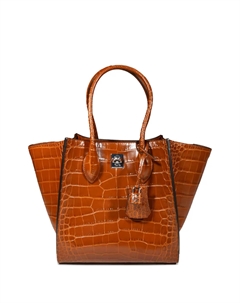 Сумка-тоут с тиснением под крокодила, коричневый Ermanno scervino