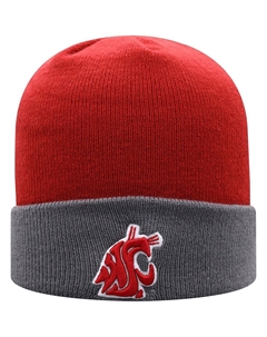 Мужская малиновая, серая двухцветная вязаная шапка Washington State Cougars Core с манжетами Top of the world