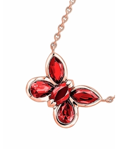 Колье Butterfly из розового золота с рубинами, розовый Pragnell