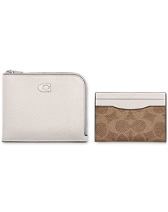 Кошелек и визитница из перекрестной кожи с L-молнией Coach