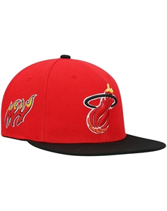 Мужская красно-черная кепка Snapback из твердой древесины Miami Heat Classics Mitchell and ness