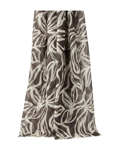 Шарф с цветочным принтом, коричневый Brunello cucinelli