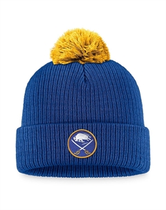 Мужская фирменная вязаная шапка с манжетами и помпоном Royal Buffalo Sabres Team Fanatics