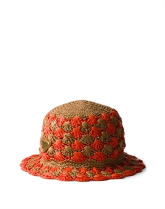 Панама в технике кроше, оранжевый Prada