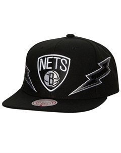 Мужская черная кепка Brooklyn Nets из твердой древесины Classics Soul Double Trouble Lightning Snapback Mitchell and ness