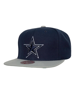 Мужская двухцветная бейсболка Snapback темно-синего и серебристого цвета Dallas Cowboys Team Mitchell and ness