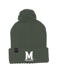 Мужская оливковая вязаная шапка с помпоном Maryland Terrapins Freedom с манжетами Under armour