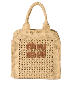 Сумка-тоут крючком, нейтральный Miu miu