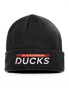 Мужская фирменная черная вязаная шапка с манжетами Anaheim Ducks Authentic Pro Rink Fanatics