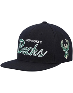 Мужская черная кепка Milwaukee Bucks Classics Script 2.0 Snapback Mitchell and ness