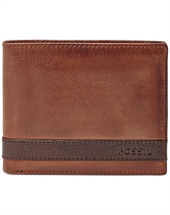 Мужской кожаный кошелек Quinn Bifold с откидной крышкой и откидной крышкой Fossil