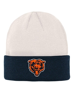 Кремовая, темно-синяя вязаная шапка с манжетами с костями для юношей Chicago Bears Outerstuff