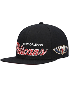 Мужская черная кепка New Orleans Pelicans Hardwood Classics Script 2.0 Snapback Mitchell and ness