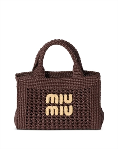 Сумка с плетеным эффектом рафии, коричневый Miu miu