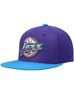 Мужская двухцветная кепка Snapback 2.0 фиолетового и бирюзового цвета Utah Jazz Hardwood Classics Team Mitchell and ness