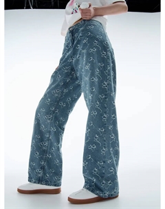 Широкие джинсы багги с декоративными потертостями Твое