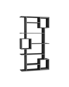 Шкаф книжный прямой 6 ярусов серый So'home