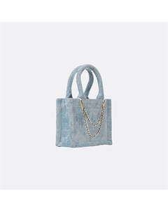 Сумка-тоут мини из шлка с подвесом-цепочкой и съмным ремнм синий Laredoute