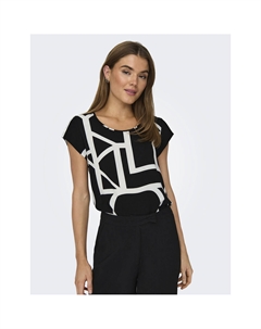 Блузка с принтом и короткими рукавами черный Laredoute