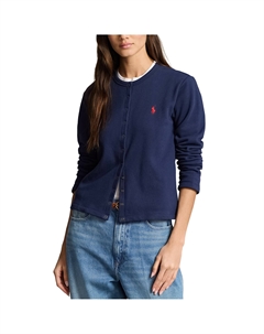 Кардиган с круглым вырезом из тонкого трикотажа синий Laredoute