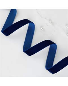 Лента бархатная, 15 мм, 18±1 м, синяя №47 Арт узор