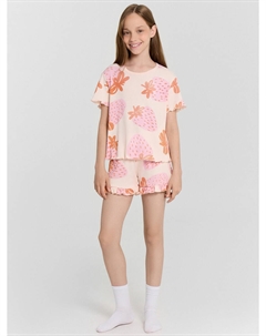 Комплект домашний для девочек розовый с принтом Mark formelle