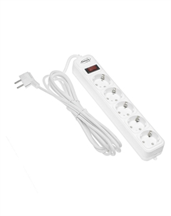 Сетевой фильтр, 5 розеток, 5 м, 2200 вт, 3 х 0.75 мм2, 10 а, 220 в, белый Luazon lighting