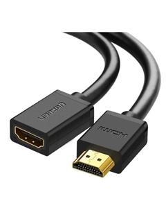 Кабель интерфейсный HD107 HDMI Male to Female в оплетке, длина 3м, цвет: черный Ugreen