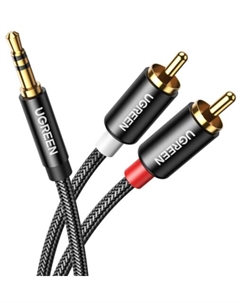 Кабель акустический AV116 10749_ 3.5mm Male to 2RCA Male, 1м, черный Ugreen