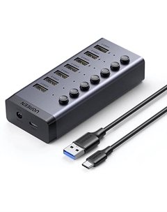 Концентратор USB 3.0 CM481 90307 USB Type-C/7-Port USB Type-A 3.0, 12V EU, черный Ugreen