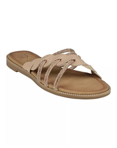 Женские сандалии без шнуровки Jolie с ремешками и украшением на плоской подошве, бежевый Gc shoes