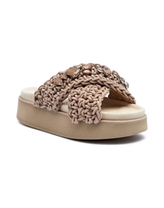 Тапочки на платформе с плетеными камнями, желтый Inuikii