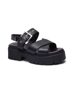 Кожаные сандалии упадут, черный Hugo