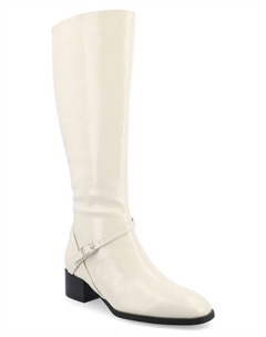 Женские ботинки Rhianah Tru Comfort из пеноматериала на широкой подошве с квадратным носком на блочном каблуке и широкой икре, слоновая кость/кремовый Journee collection